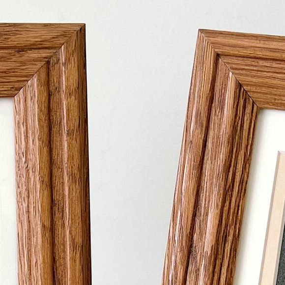 Vintage 90s Solid Oak Farmhouse Wood Picture Frames Original Glass 5x7, Set of 2 - Picture 10 of 16
